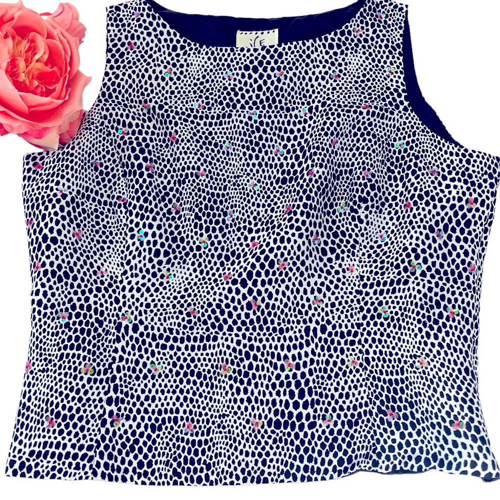 ICE Lined Silk Sequins Short Top Size 14 NWT